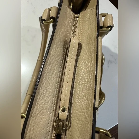 Coach Beige Pebbled Leather Hampton Tote Bag - Picture 15 of 16